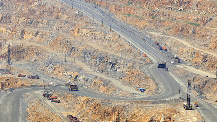 Winding roads in a mine site
