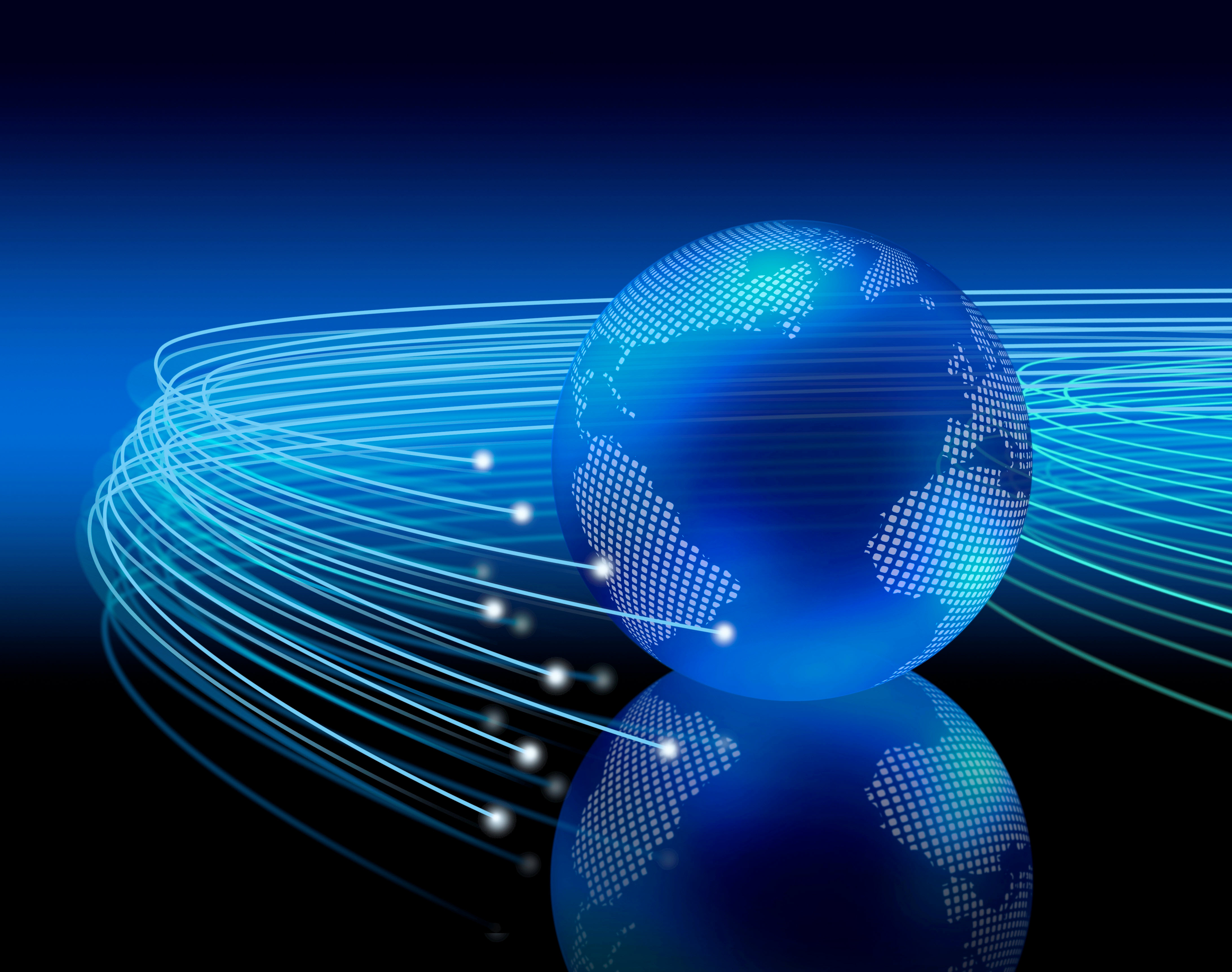 Optical cables surrounding earth