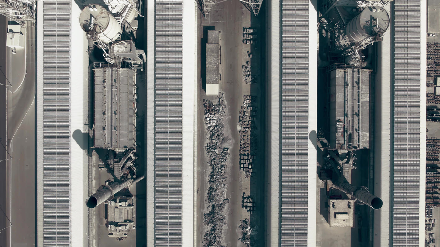 Aerial shot of modern aluminium production plant