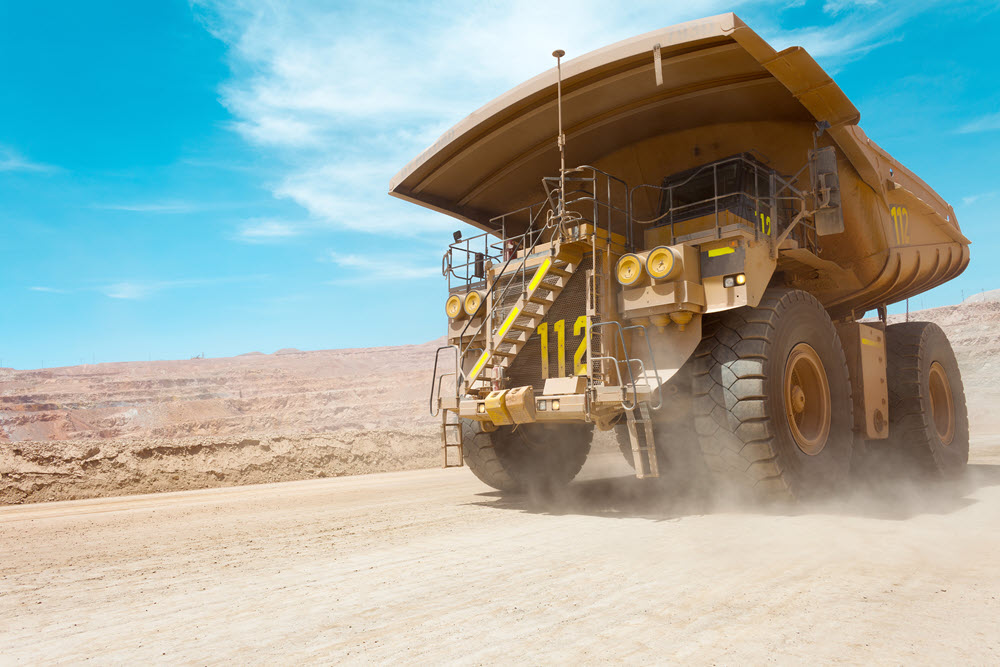 Dump truck at a copper mine in Latin America
